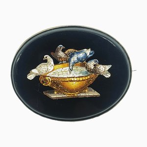 Mikromosaik Plinys Tauben Brosche, 1860er