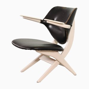 Fauteuil Pelican en Teck et Similicuir par Louis Van Teeffelen pour Webe, Pays-Bas, 1960s