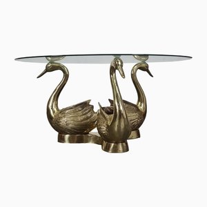 Table Basse Cygne en Laiton, 1970s