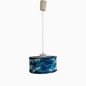 Vintage Ceiling Lamp with Blue-Covered Outdoor Lampshade, 1970s