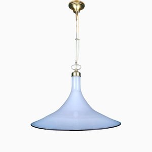 Vintage White Murano Glass Pendant Lamp, Italy, 1970s