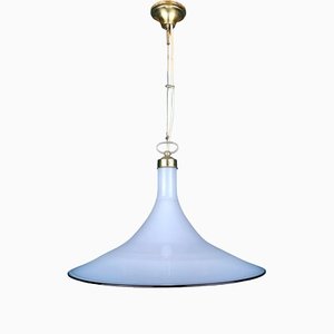 Weiße Vintage Murano Glas Hängelampe, Italien, 1970er