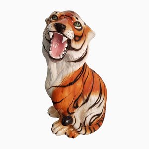 Mid-Century Modern Ceramic Tiger Statue, 1960s
