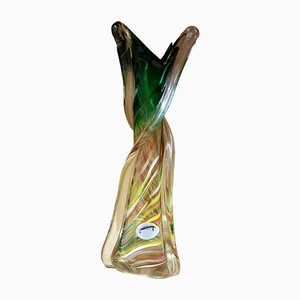 Mid-Century Murano Glass Vase with Stripes