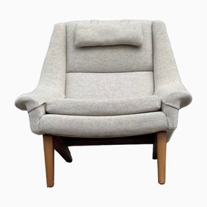 Vintage Sessel mit hoher Rückenlehne in cremefarbenem Wollbezug von Folke Ohlsson für Fritz Hansen, 1960er