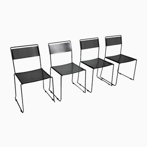 Italian Black Steel Dining Chairs, 1980s, Set of 4