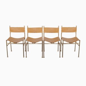 Beige glänzende Messing Sheepfold Stühle von Desio Production für Frignerio, 1970er, 4er Set