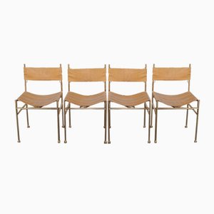 Beige Shiny Brass Sheepfold Chairs by Desio Production for Frignerio, 1970s, Set of 4