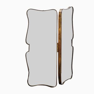 Brass and Glass Vanity Mirror attributed to Gio Ponti, 1950s