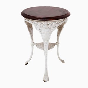 Table d'Appoint d'Extérieur Victorienne en Fonte et Bois, 1890s