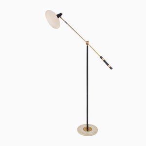 Vintage Adjustable Brass and Marble Floor Lamp, 1950s