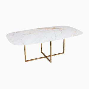 Metallic X Dining Table with Ceramic Tray from BDV Paris Design Furnitures