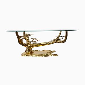 Bonsai Tree Table in Brass attributed to Willy Daro, 1970s