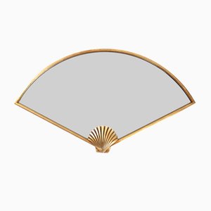 Gilded Fan-Shaped Wall Mirror with Shell Detail from Deknudt
