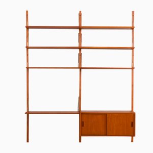 Danish Teak 2-Bay Wall with Cabinet & Modular Shelving in the style of Poul Cadovius, 1960s
