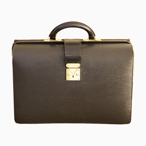 Black Leather Pilot or Doctor's Briefcase from Louis Vuitton, 1990s
