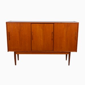 Credenza alta Mid-Century in teak, Danimarca, anni '60