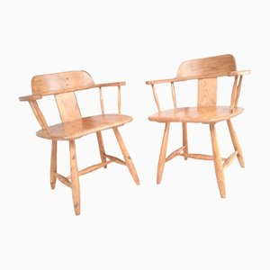 Pine Armchairs in the Style of Charlotte Perriand from Asko, Set of 2