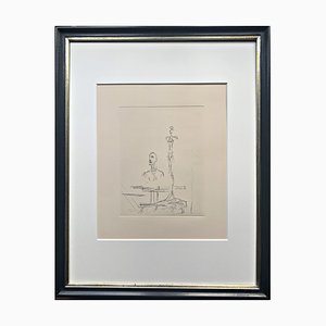 Alberto Giacometti, Dans l'atelier, 1965, Original Etching, Framed