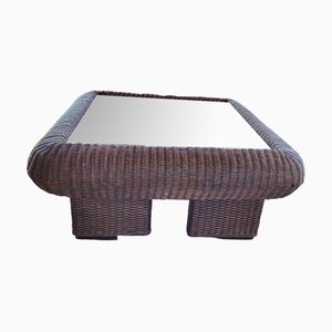 Square Coffee Table with Natural Rattan & Crystal