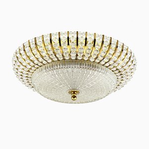 Mid-Century Round Ceiling or Wall Lamp in Glass & Brass attributed to Emil Karl Stejnar, 1960s