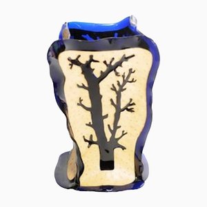 Cerrado Vase aus Leder in Blau und Beige von Fernando & Humberto Campana für Corsi Design Factory