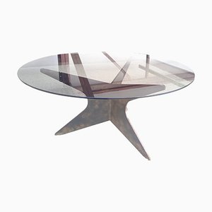 Patinated Iron Circular Shelled Table, 1960s
