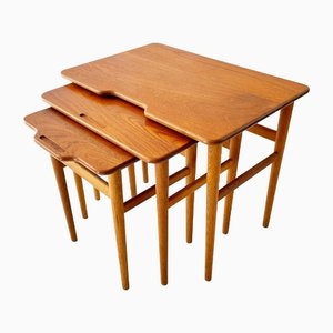 Tavolini ad incastro in teak di Kurt Østervig, Danimarca, anni '60, set di 3