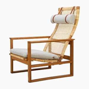 Danish Modern Oak and Rattan 2254 Armchair by Børge Mogensen for Fredericia, 1960s
