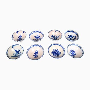 Antique Spanish Handmade Terracotta Ceramic Bowls, Set of 8