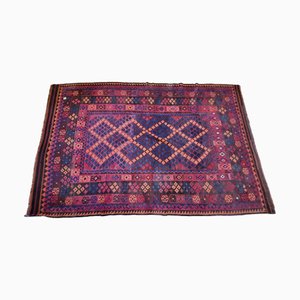 Mid-Century Modern Red and Blue Colors Kilim Rug