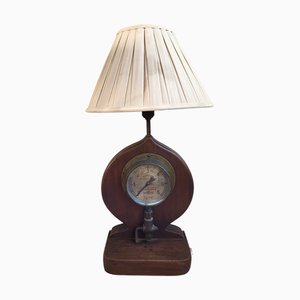 Antique Table Lamp on Wood with Manometer