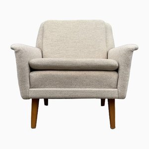 Butaca vintage de lana blanca de Folke Ohlsson para Fritz Hansen, años 60