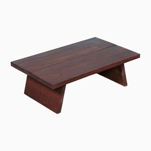 Hand Crafted Wood L Coffee Table from Japandi, 1970s