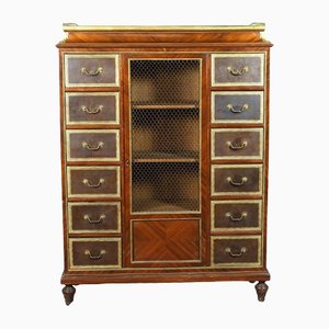 Louis XVI Style Cartonnier in Rosewood Topped & Brass Gallery