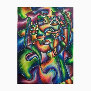 Miclea Roxana, The Personality Puzzle, Original Acryl & Öl auf Leinwand, 2021