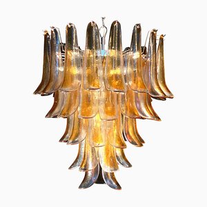 Italian Murano Glass Chandelier with Amber Glass Petals, 1970s