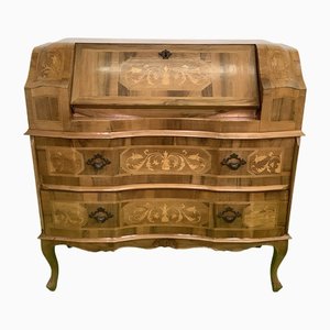 Baroque Style Secretaire with Intarsia, Early 20th Century