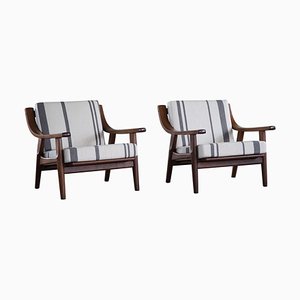 Model GE-530 Lounge Chairs in Savak Wool attributed to Hans J. Wegner, 1960s, Set of 2