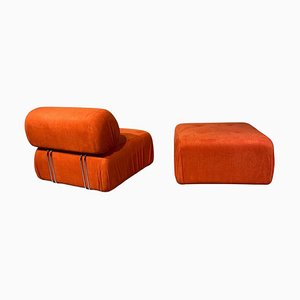 Set of Armchair and Footstool, 1970s