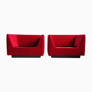 Mid-Century Modern Red Armchair by Metropolitan of San Francisco with Knoll Textile, 1980s