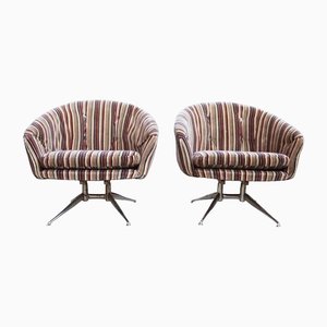 Mid-Century Swivel Chairs Pin Striped Leopold for Ward Bennett, 1970s, Set of 3