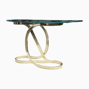 Mid-Century Brass Ribbon Curved Console Table by Milo Baughman Dia, 1970s