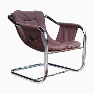 Postmodern Chrome Sling Accent Lounge Chair, 1970s