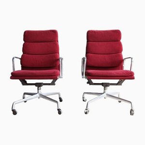 Reclining & Height Adjustable Soft Pad Executive Lounge Chairs in Aluminum by Eames for Herman Miller, 1980s, Set of 5