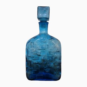 Decanter in vetro blu con tappo di Empoli, Italia, anni '60