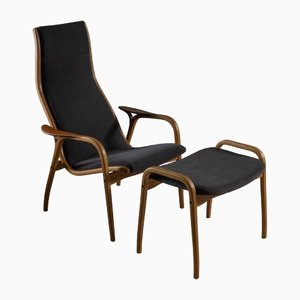 Lamino Armchair with Stool by Yngve Ekström for Swedese, 1950s, Set of 2