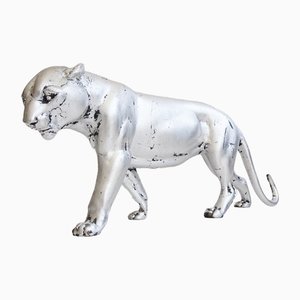 Art Deco Silvered Panther Sculpture, 1930s