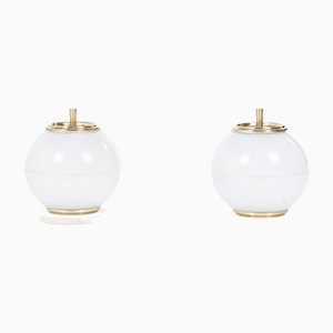 Model Holophane Brass and Marble Lamps, 1960s, Set of 2