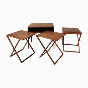 Teak Tische von I. Wikkelso für CFC Silkeborg, Denmark, 1960er, 4er Set